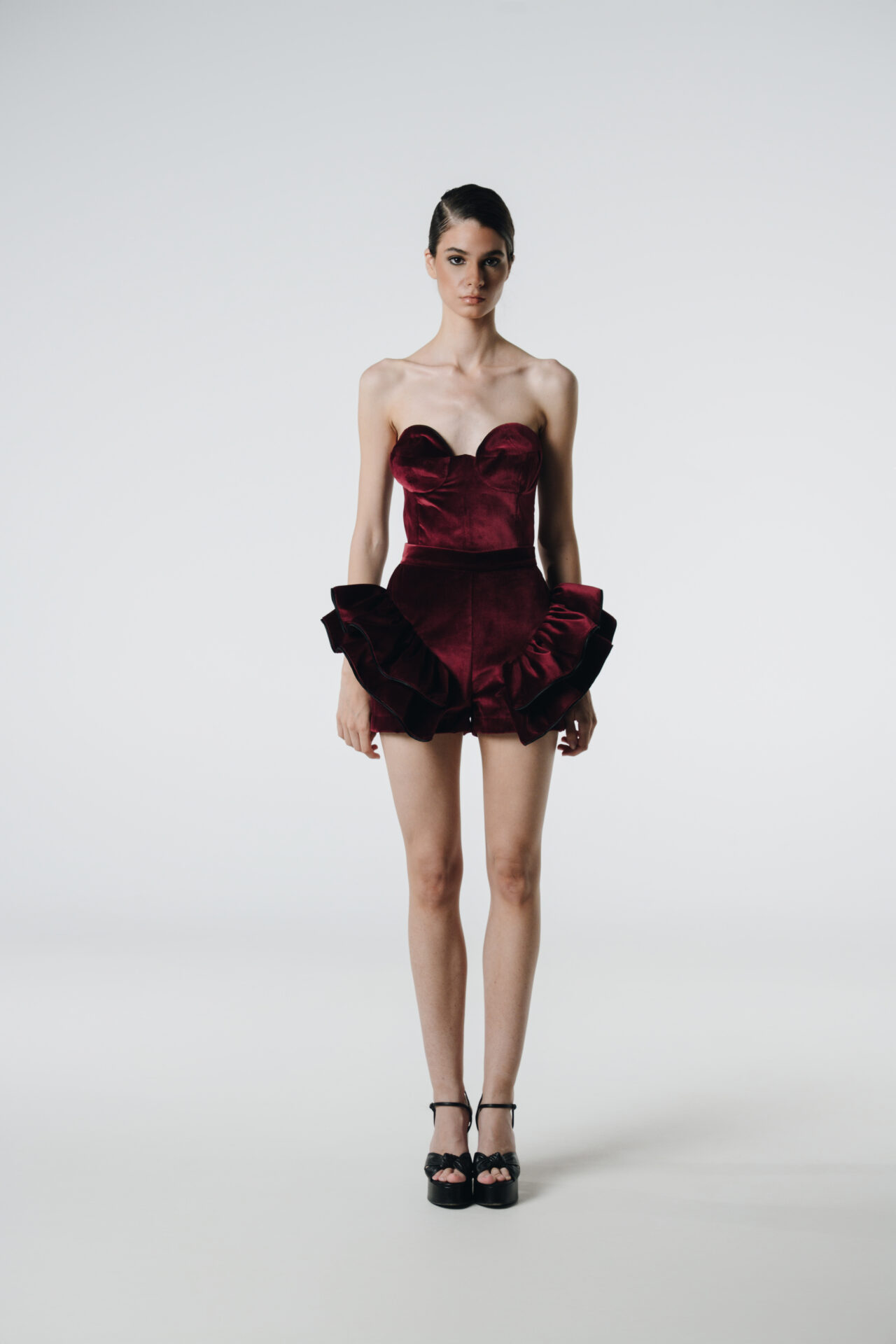 Evergreen Top Velvet Burgundy