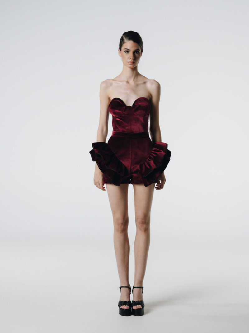 EVERGREEN TOP VELVET BURGUNDY